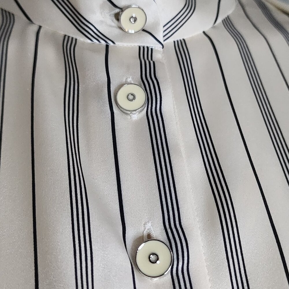 Georgio Armani Shirt Womens Size 40 Striped Italian Silk Button Down NWOT - Picture 6 of 9